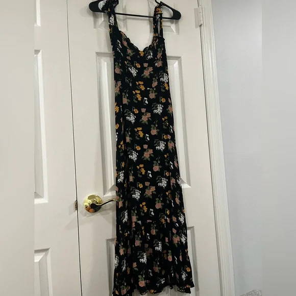 black dress with dots Petal & Pup Gabrielle Polka Dot Halter Minidress in Black Polka Dot at Nordstrom, Size Large